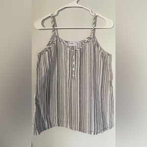 Allen Allen Women’s Grey/White Spaghetti Strap Cami SMALL Pre-Loved PTP 17.5”